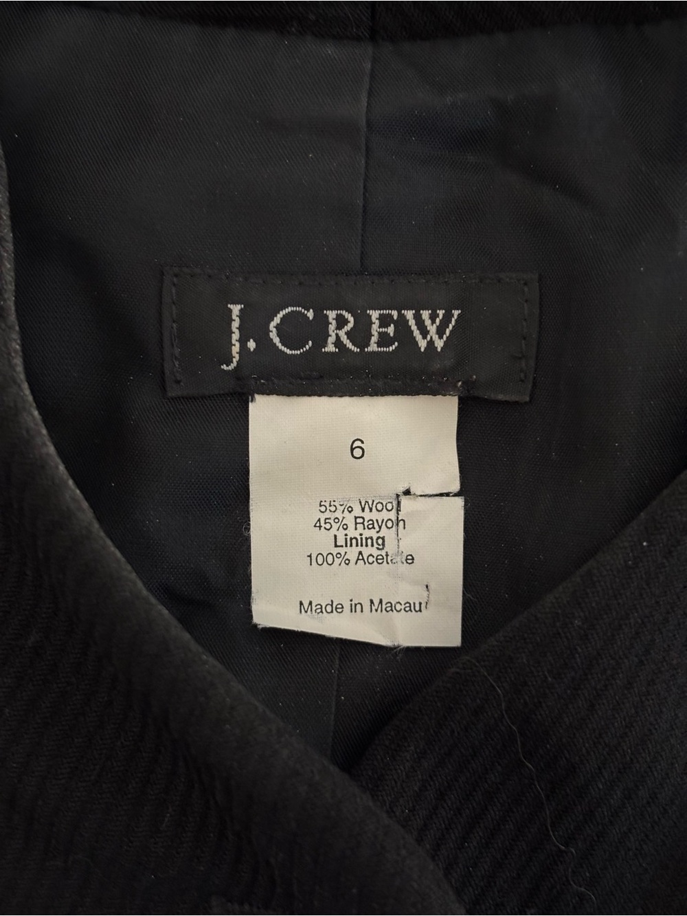 J.Crew Black Wool Blend Mandarin Collar Blazer Jacket Size 6 Vintage Style - Picture 7 of 11